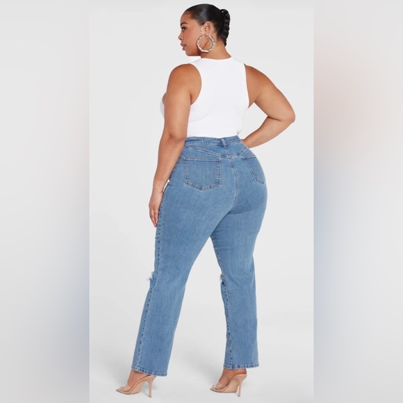 FTF High rise button fit straight leg jean - Picture 3 of 4